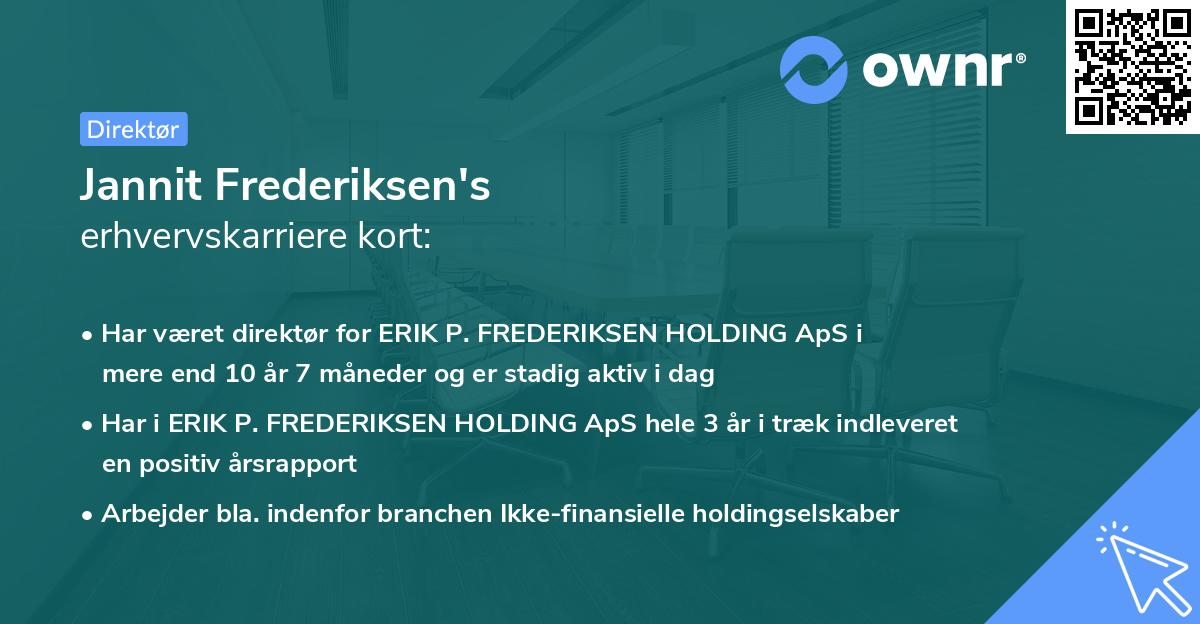 Jannit Frederiksen's erhvervskarriere kort