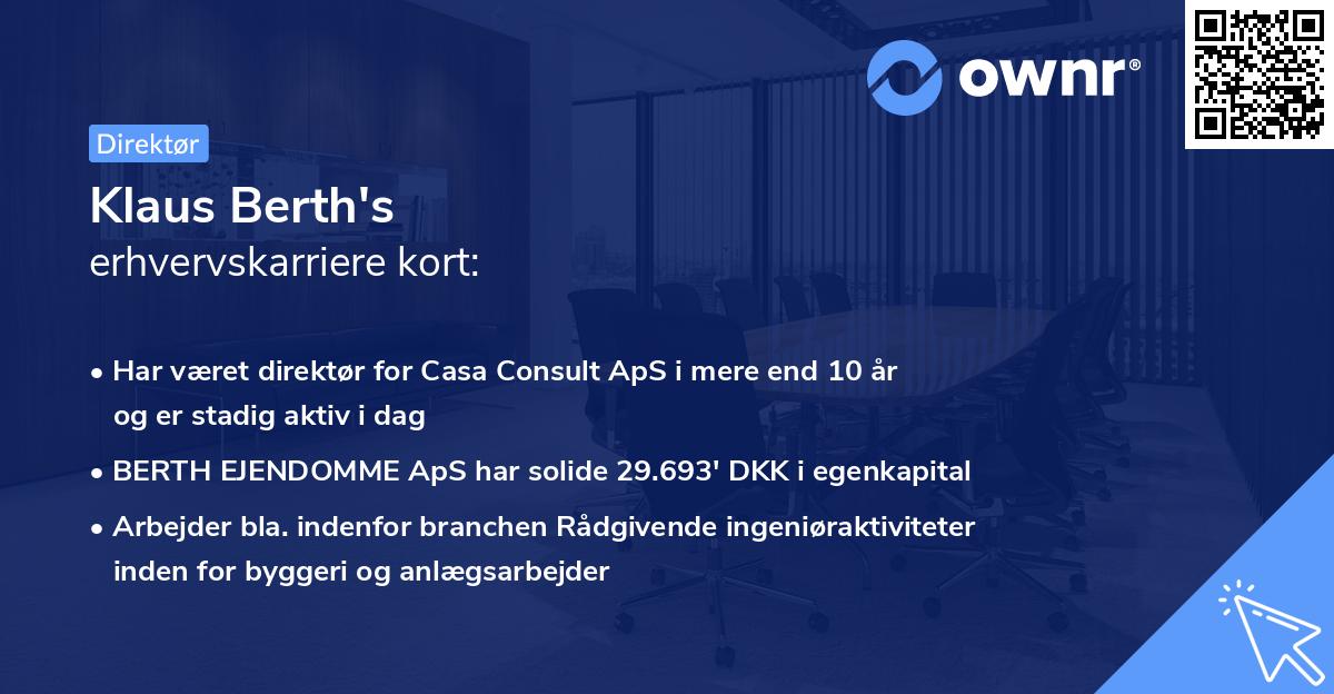 Klaus Berth's erhvervskarriere kort