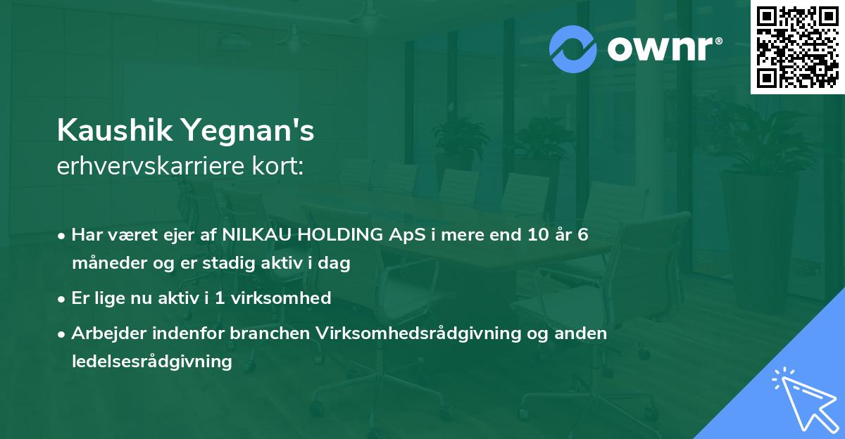 Kaushik Yegnan's erhvervskarriere kort