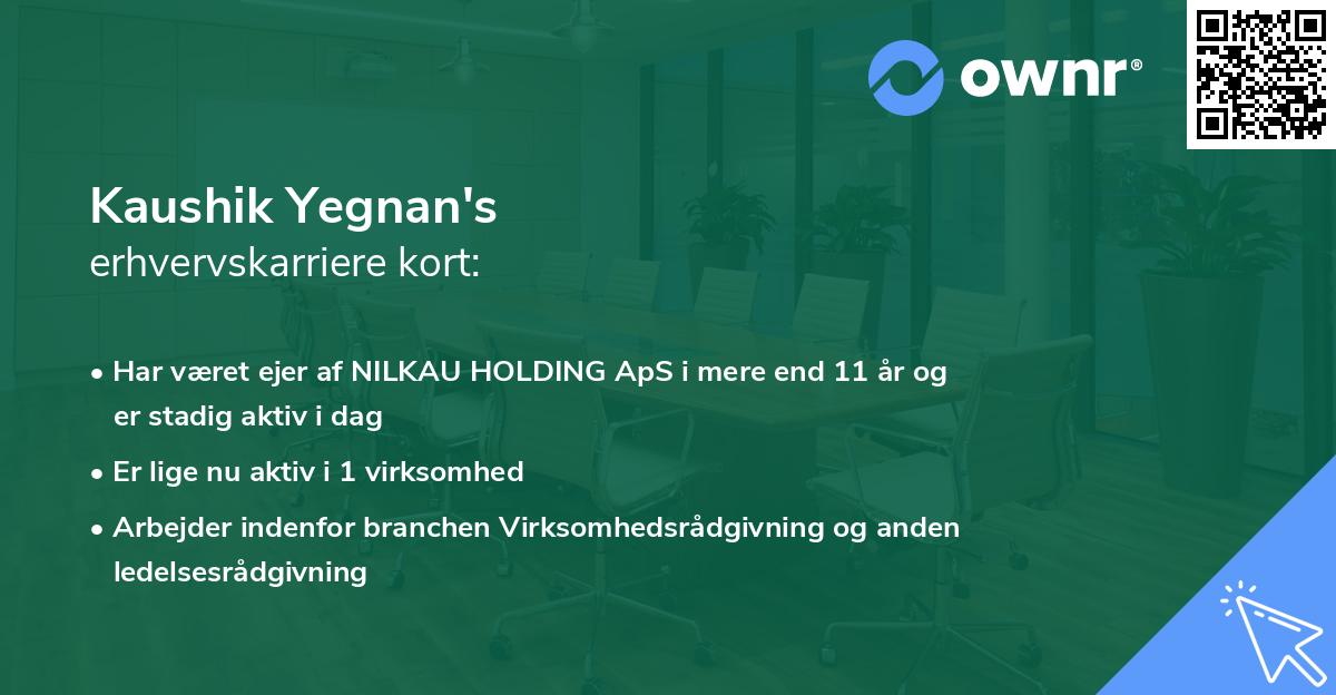 Kaushik Yegnan's erhvervskarriere kort