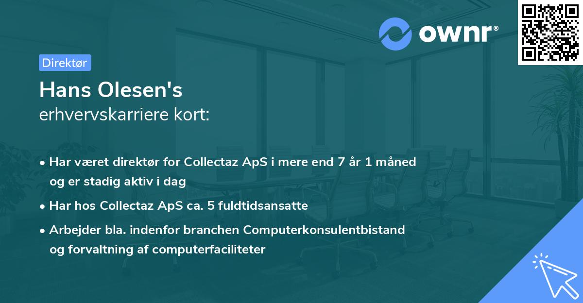 Hans Olesen's erhvervskarriere kort