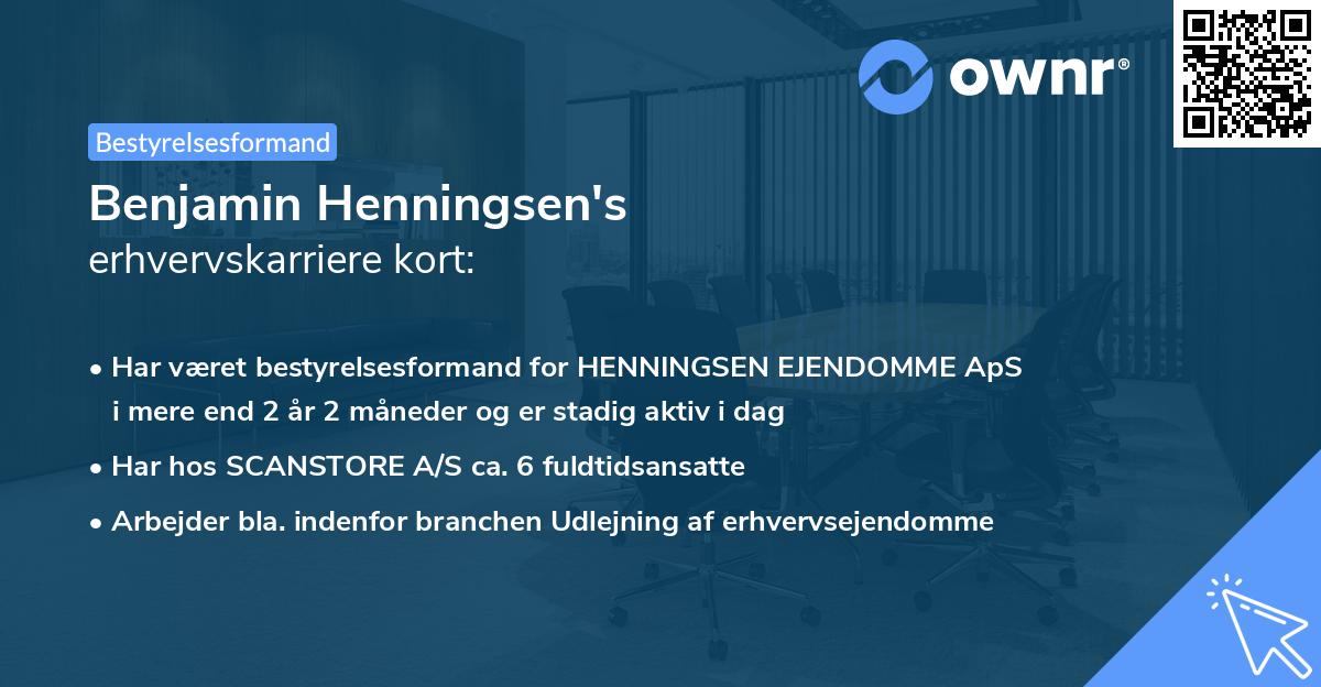 Benjamin Henningsen's erhvervskarriere kort