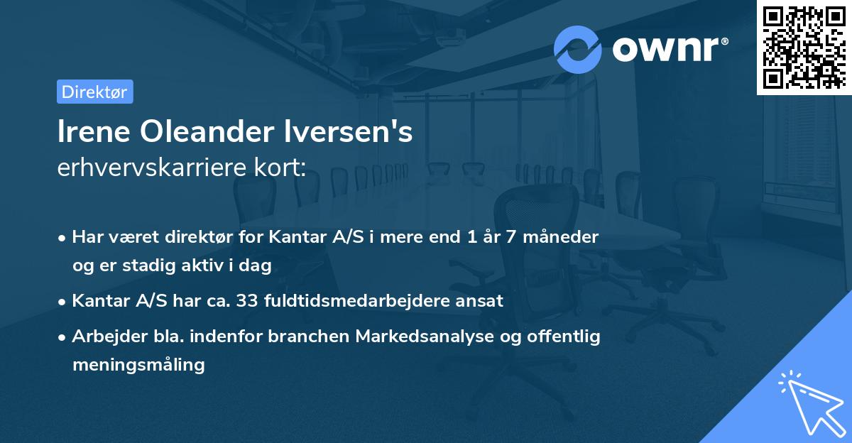 Irene Oleander Iversen's erhvervskarriere kort