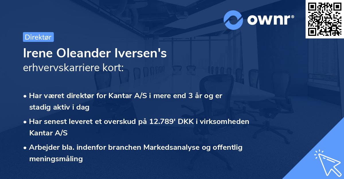 Irene Oleander Iversen's erhvervskarriere kort