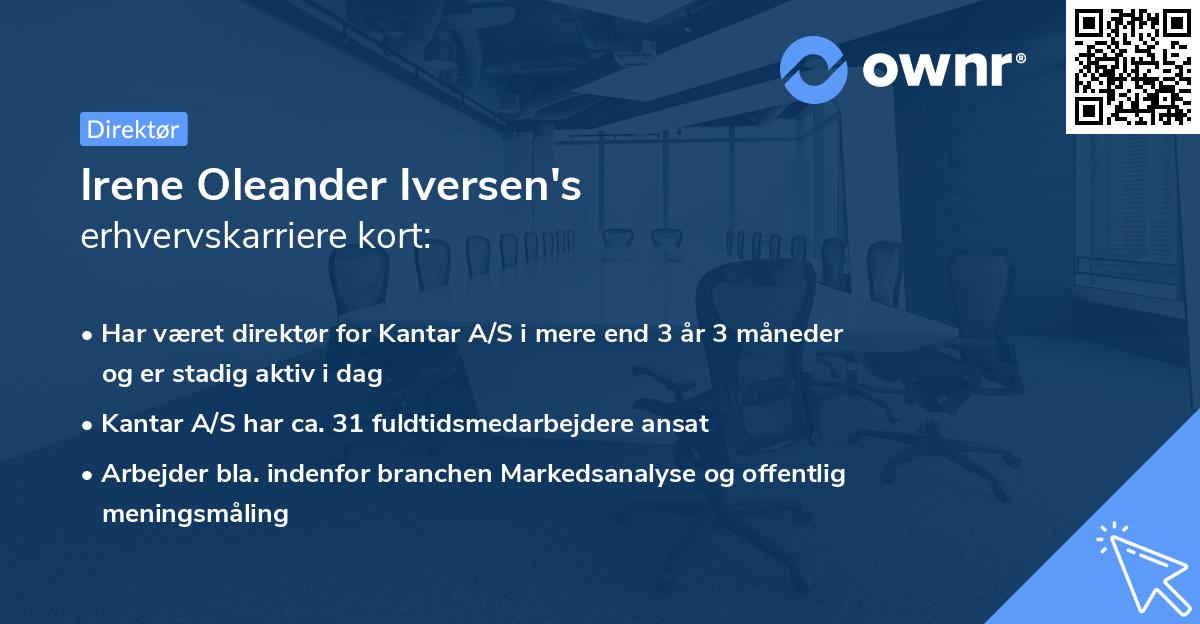 Irene Oleander Iversen's erhvervskarriere kort