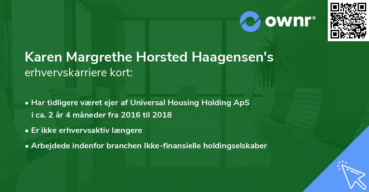 Karen Margrethe Horsted Haagensen's erhvervskarriere kort