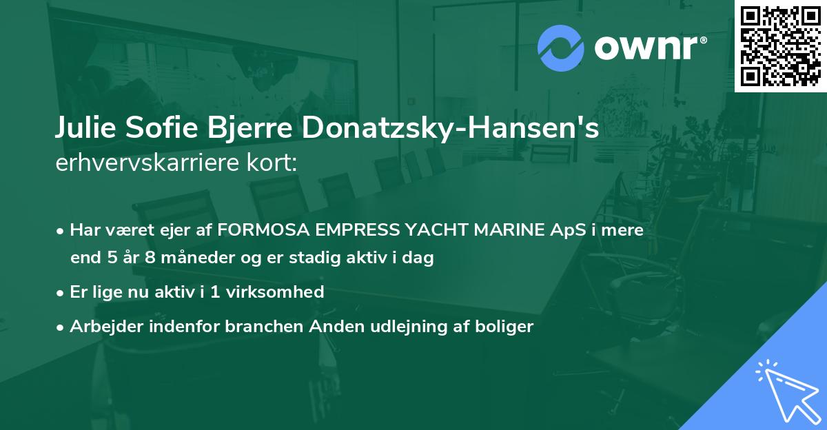 Julie Sofie Bjerre Donatzsky-Hansen's erhvervskarriere kort