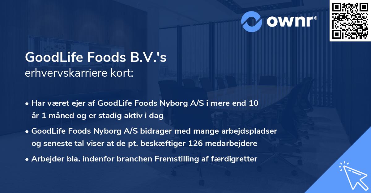 GoodLife Foods B.V.'s erhvervskarriere kort