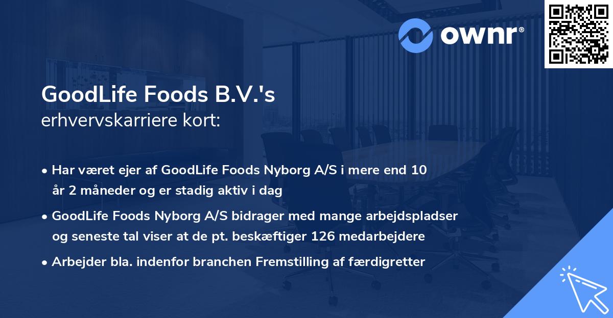GoodLife Foods B.V.'s erhvervskarriere kort