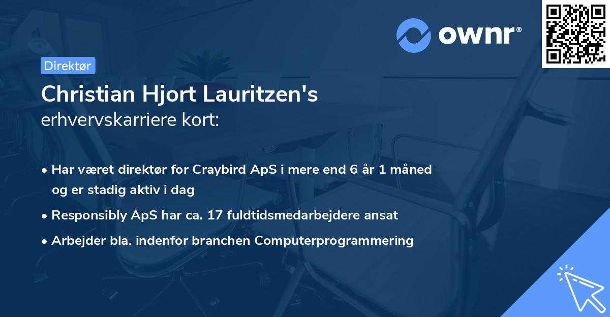 Christian Hjort Lauritzen's erhvervskarriere kort