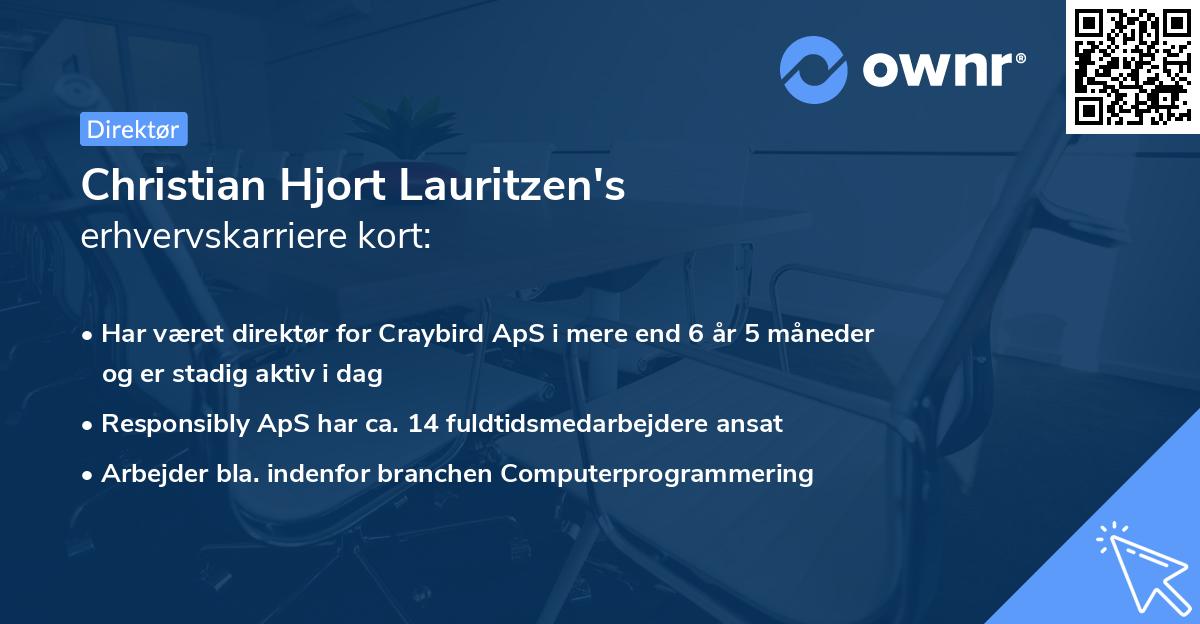 Christian Hjort Lauritzen's erhvervskarriere kort