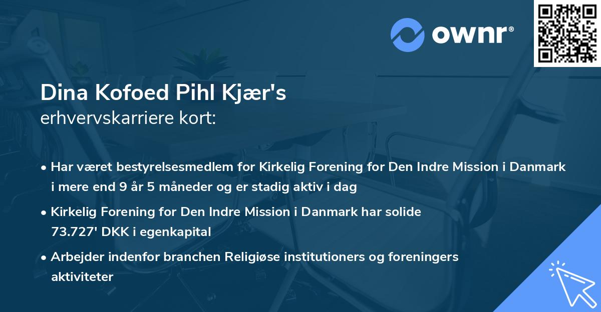 Dina Kofoed Pihl Kjær's erhvervskarriere kort