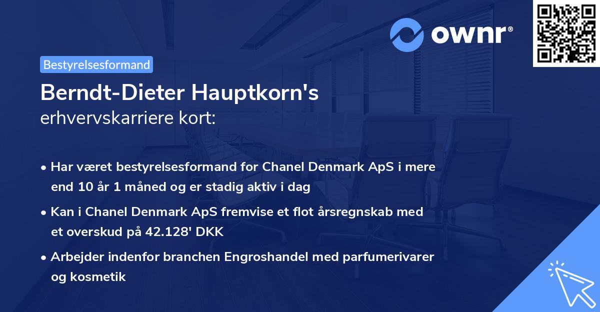 Berndt-Dieter Hauptkorn's erhvervskarriere kort