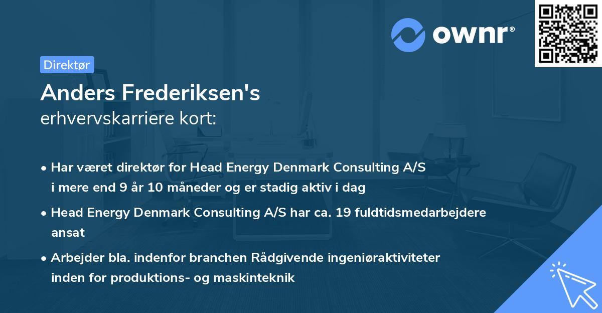Anders Frederiksen's erhvervskarriere kort