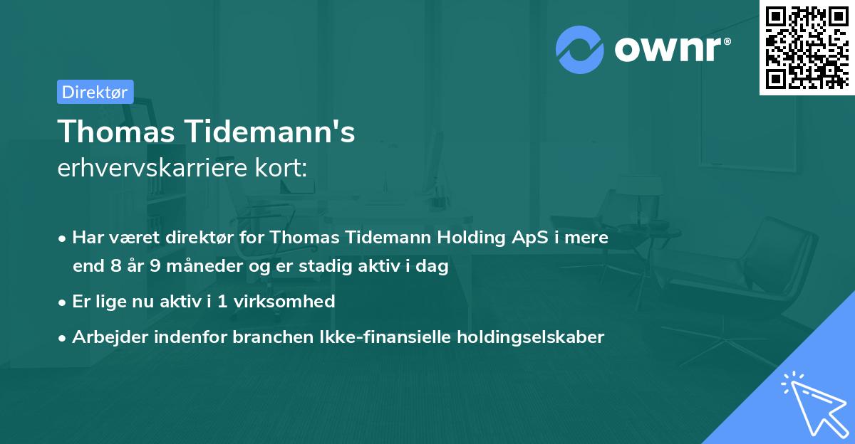 Thomas Tidemann's erhvervskarriere kort