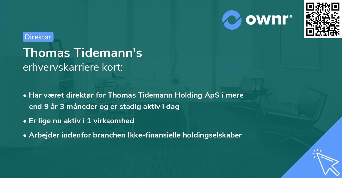 Thomas Tidemann's erhvervskarriere kort