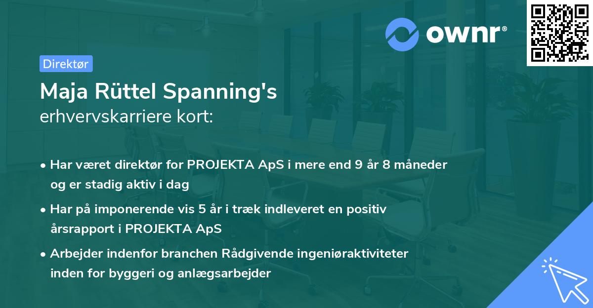 Maja Rüttel Spanning's erhvervskarriere kort