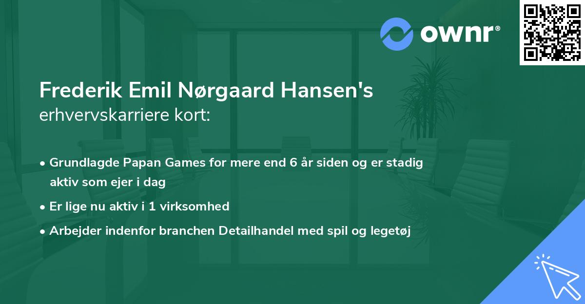 Frederik Emil Nørgaard Hansen's erhvervskarriere kort
