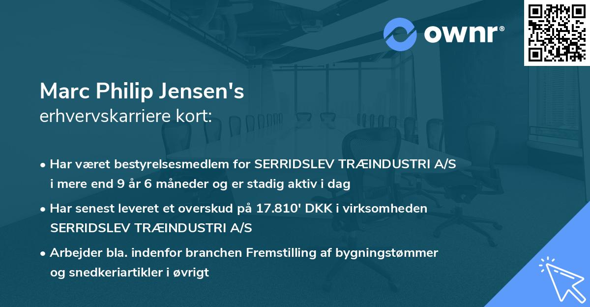 Marc Philip Jensen's erhvervskarriere kort