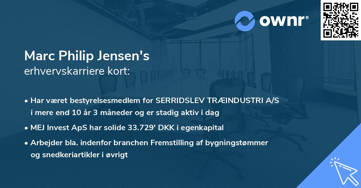 Marc Philip Jensen's erhvervskarriere kort