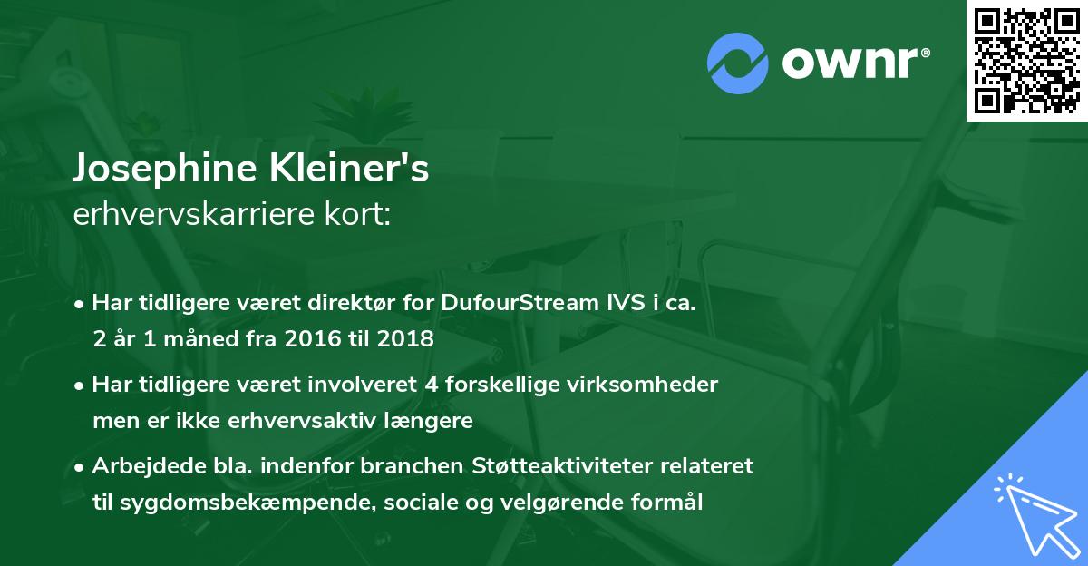 Josephine Kleiner's erhvervskarriere kort