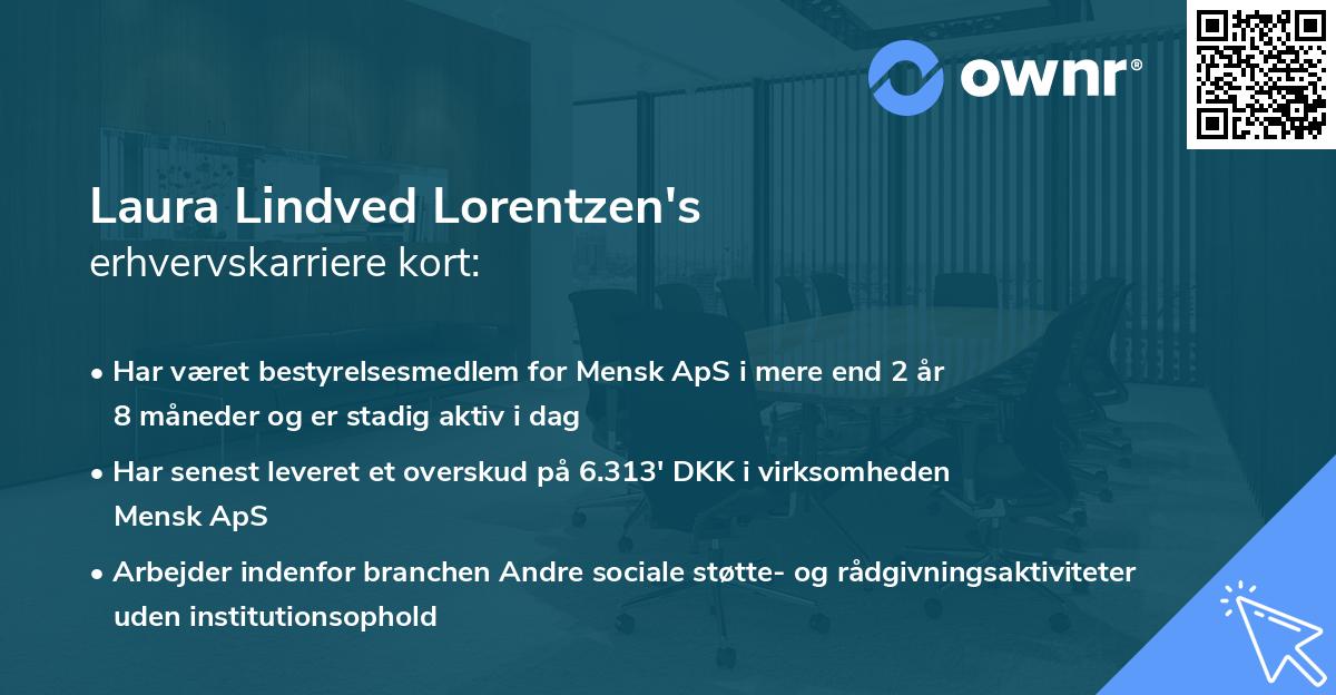 Laura Lindved Lorentzen's erhvervskarriere kort