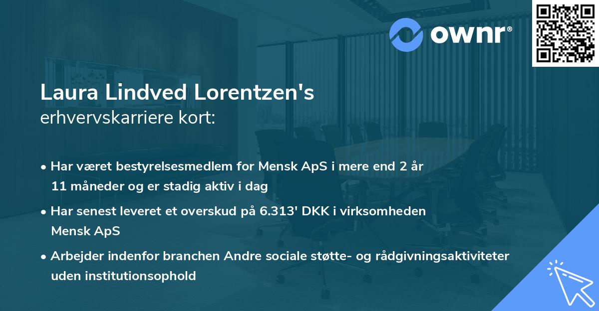 Laura Lindved Lorentzen's erhvervskarriere kort