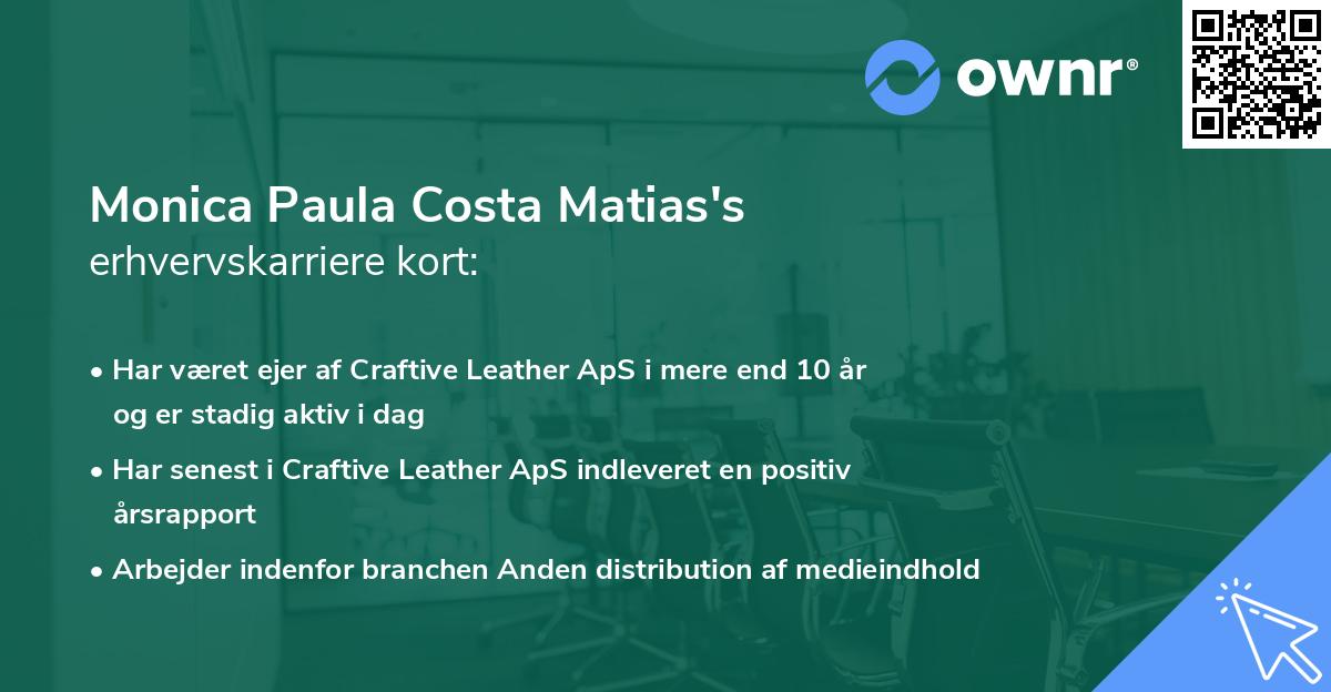 Monica Paula Costa Matias's erhvervskarriere kort