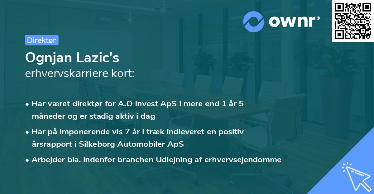 Ognjan Lazic's erhvervskarriere kort
