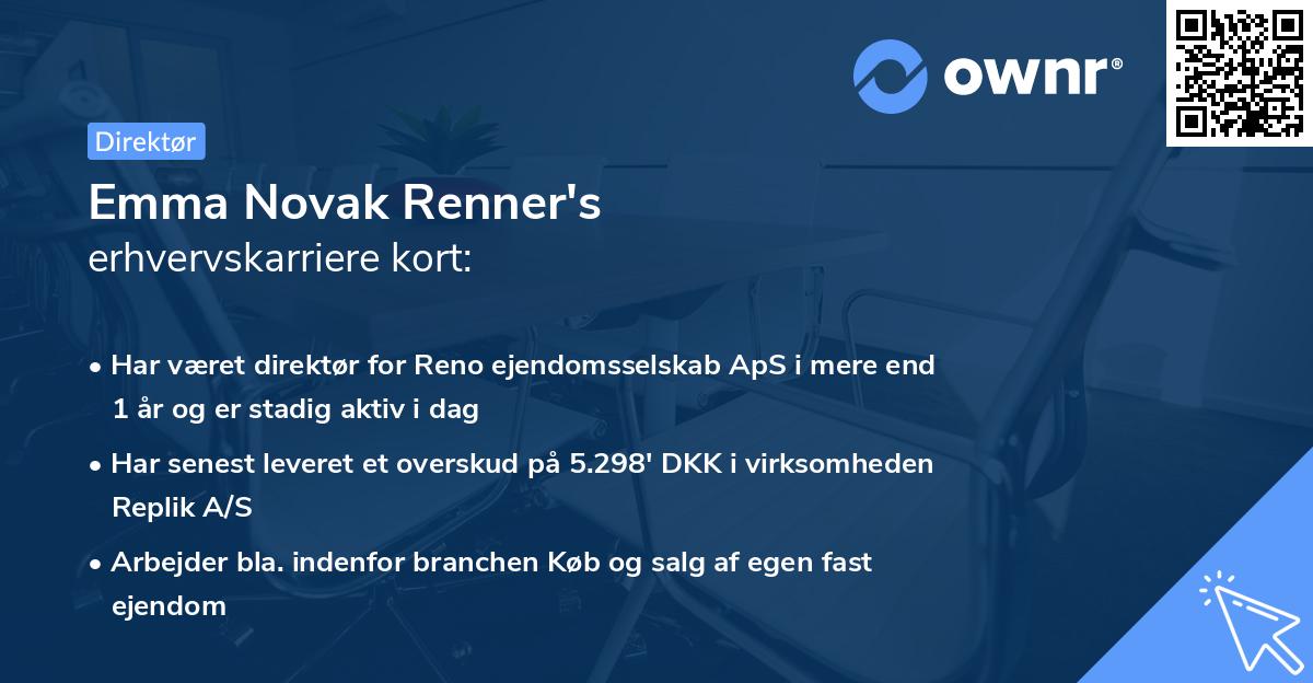 Emma Novak Renner's erhvervskarriere kort