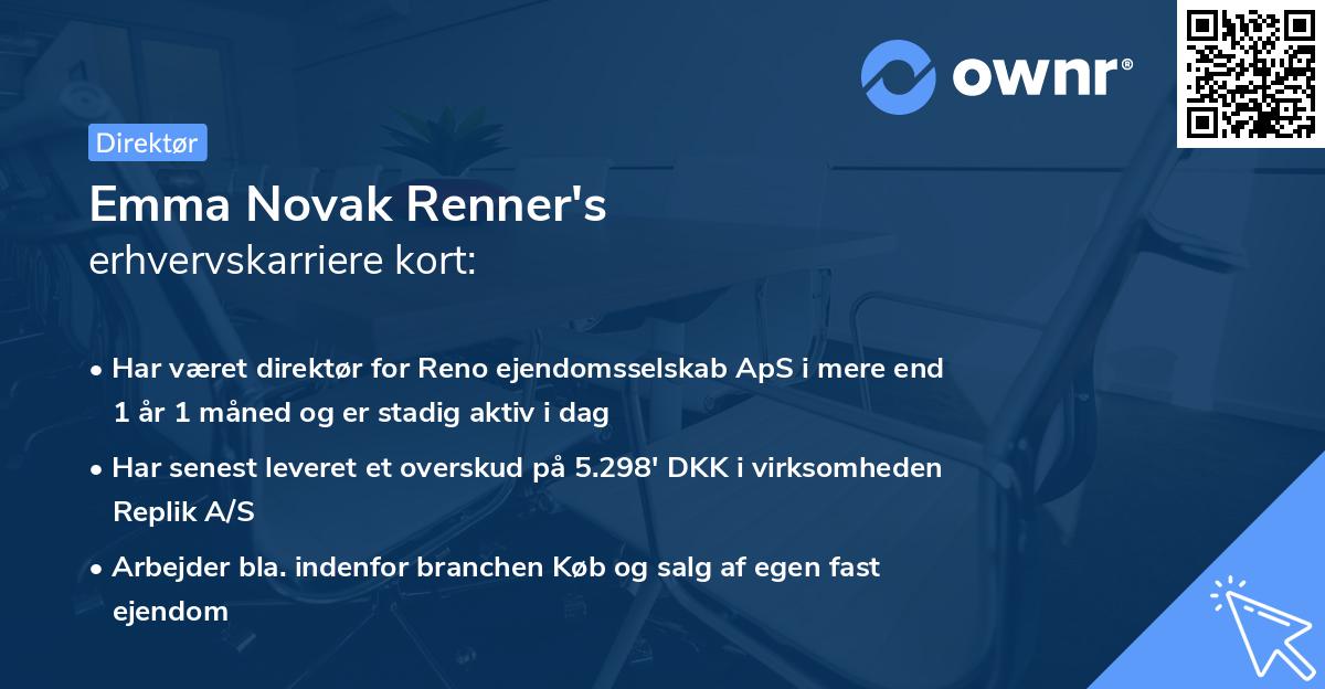Emma Novak Renner's erhvervskarriere kort