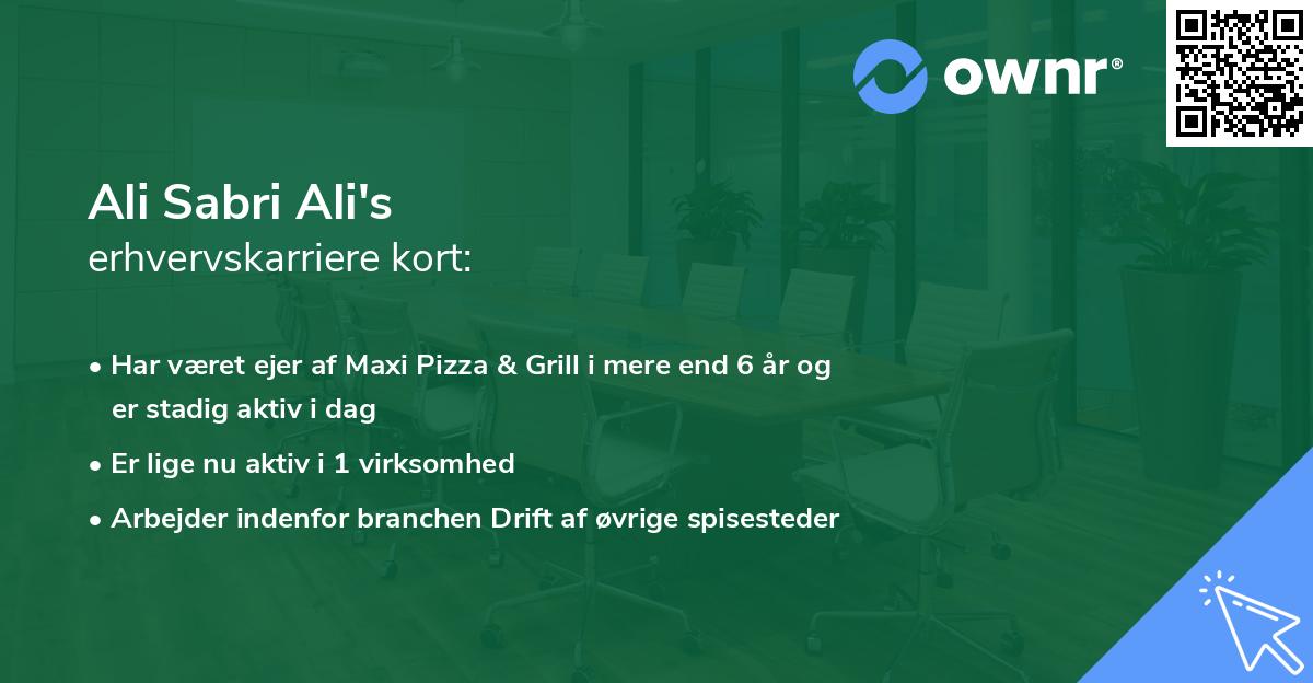 Ali Sabri Ali's erhvervskarriere kort