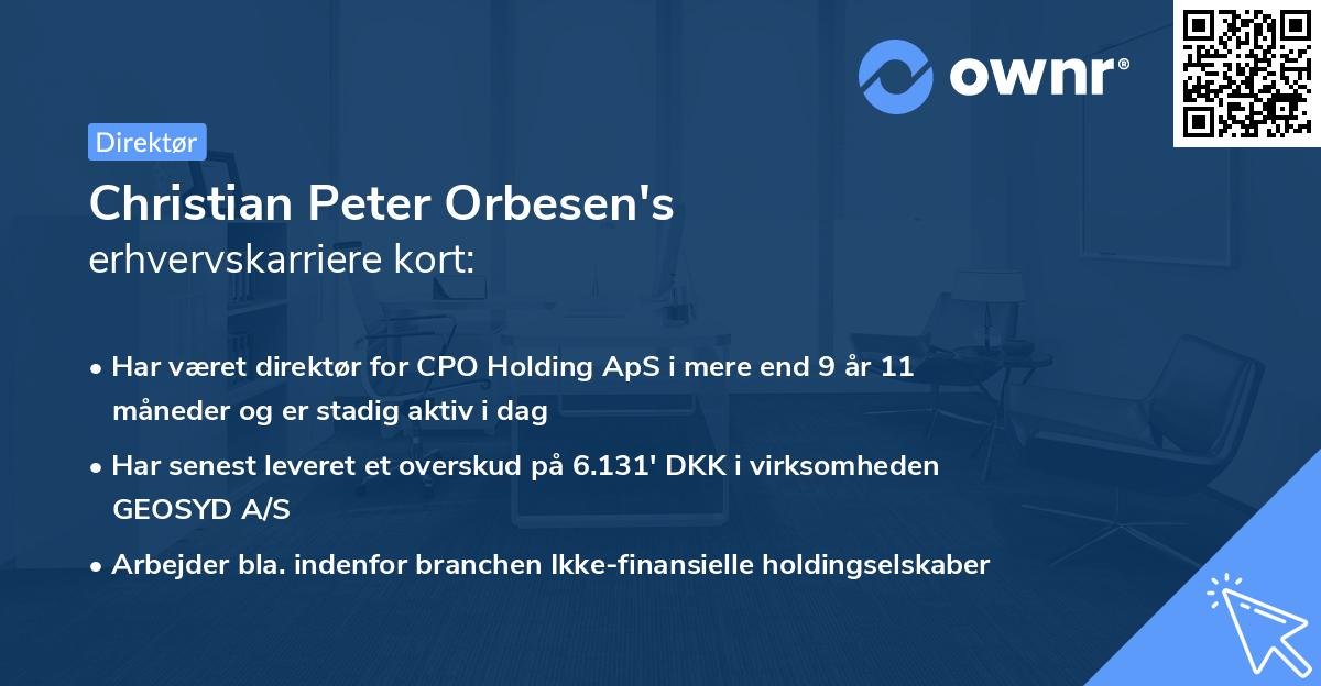 Christian Peter Orbesen's erhvervskarriere kort