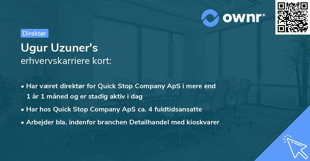 Ugur Uzuner's erhvervskarriere kort