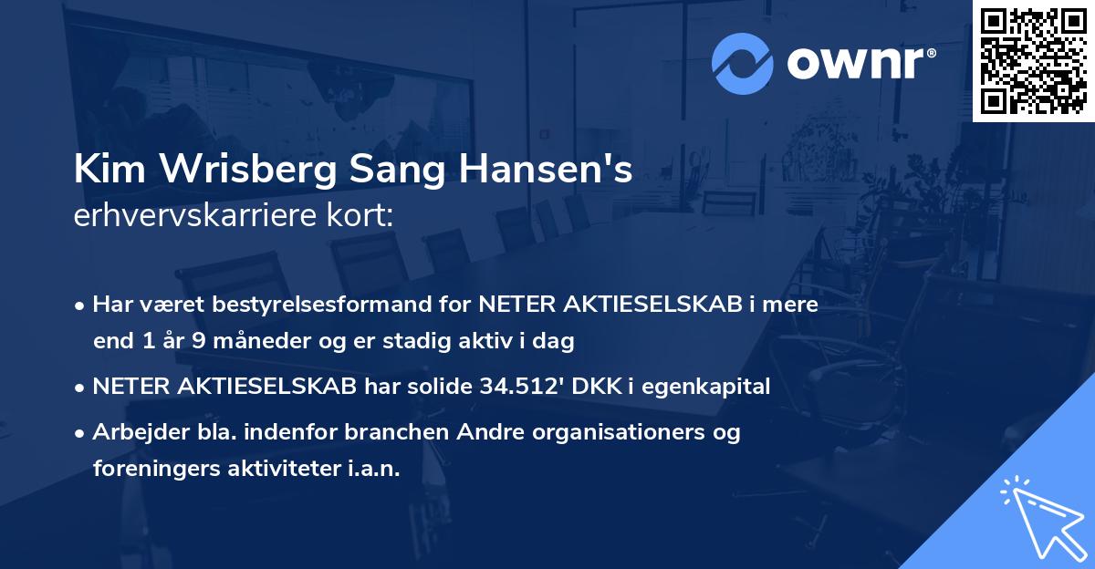 Kim Wrisberg Sang Hansen's erhvervskarriere kort