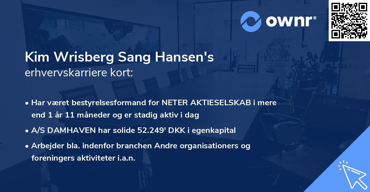Kim Wrisberg Sang Hansen's erhvervskarriere kort