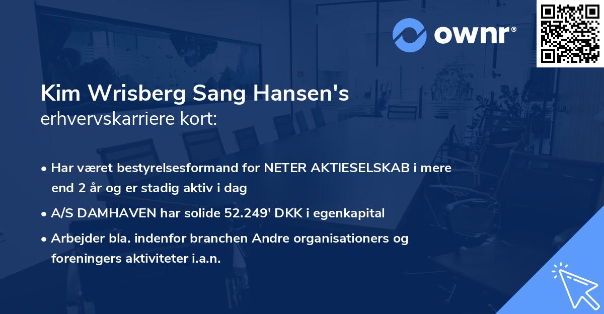 Kim Wrisberg Sang Hansen's erhvervskarriere kort