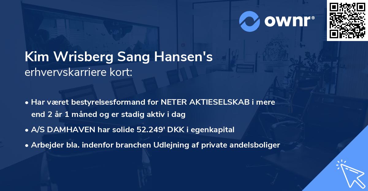 Kim Wrisberg Sang Hansen's erhvervskarriere kort