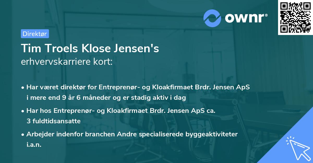 Tim Troels Klose Jensen's erhvervskarriere kort