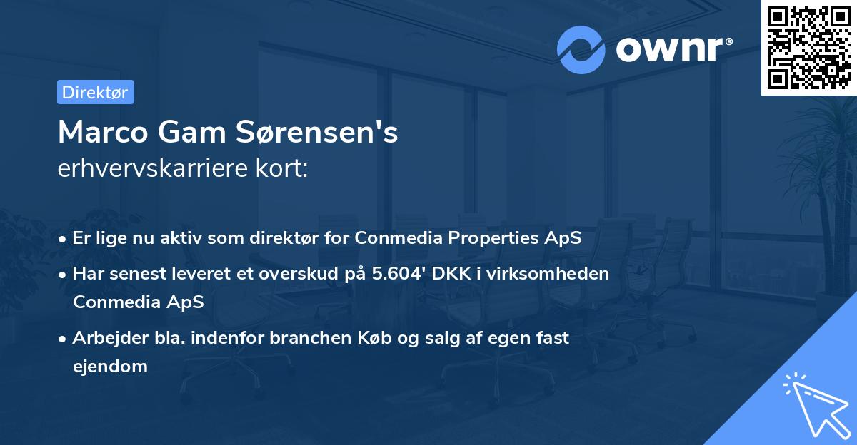 Marco Gam Sørensen's erhvervskarriere kort