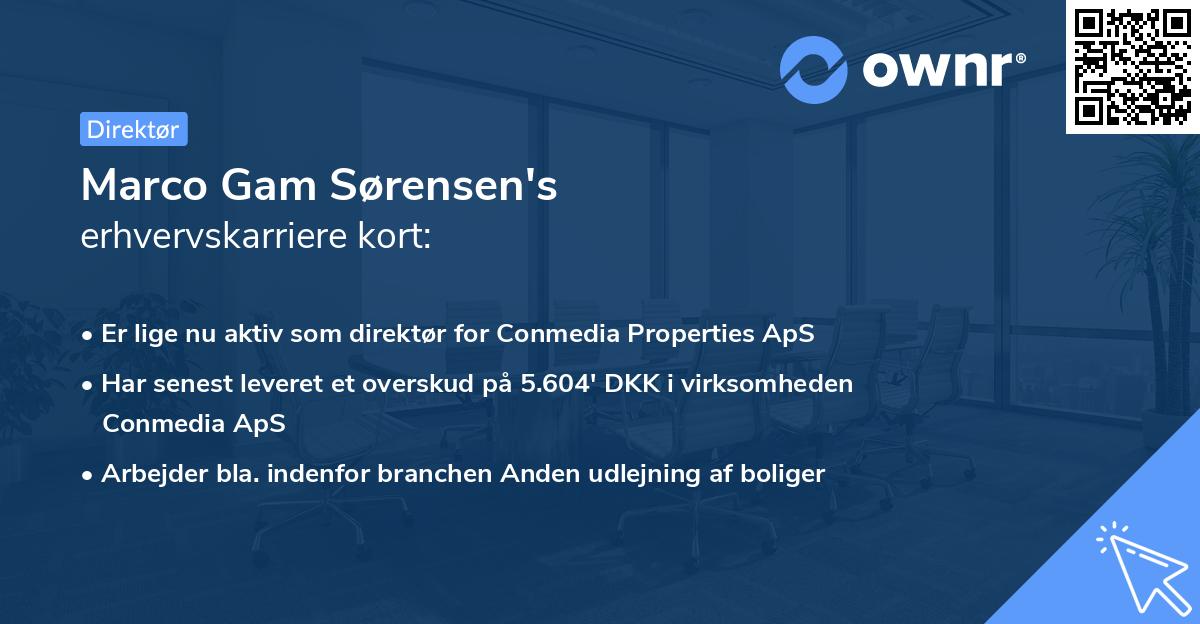Marco Gam Sørensen's erhvervskarriere kort