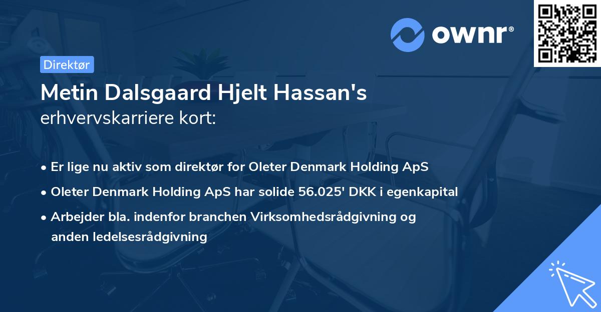 Metin Dalsgaard Hjelt Hassan's erhvervskarriere kort