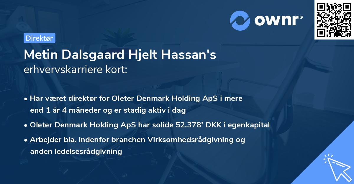Metin Dalsgaard Hjelt Hassan's erhvervskarriere kort