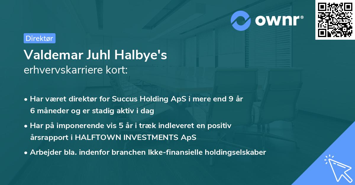 Valdemar Juhl Halbye's erhvervskarriere kort
