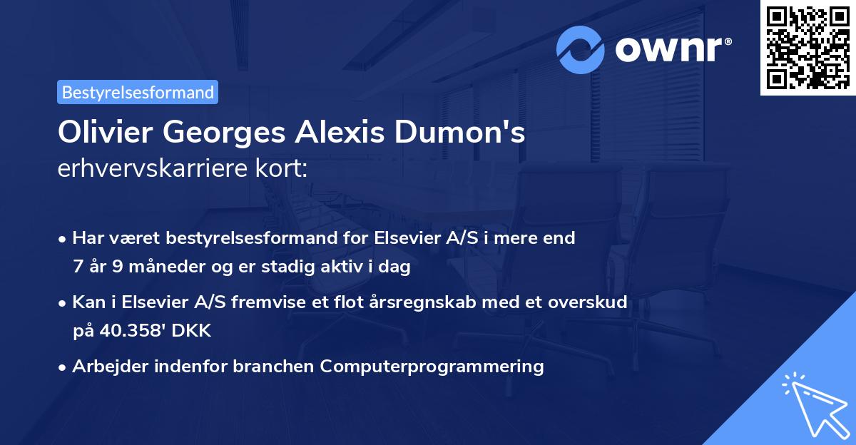 Olivier Georges Alexis Dumon's erhvervskarriere kort