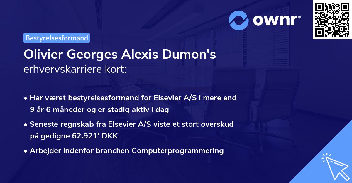 Olivier Georges Alexis Dumon's erhvervskarriere kort