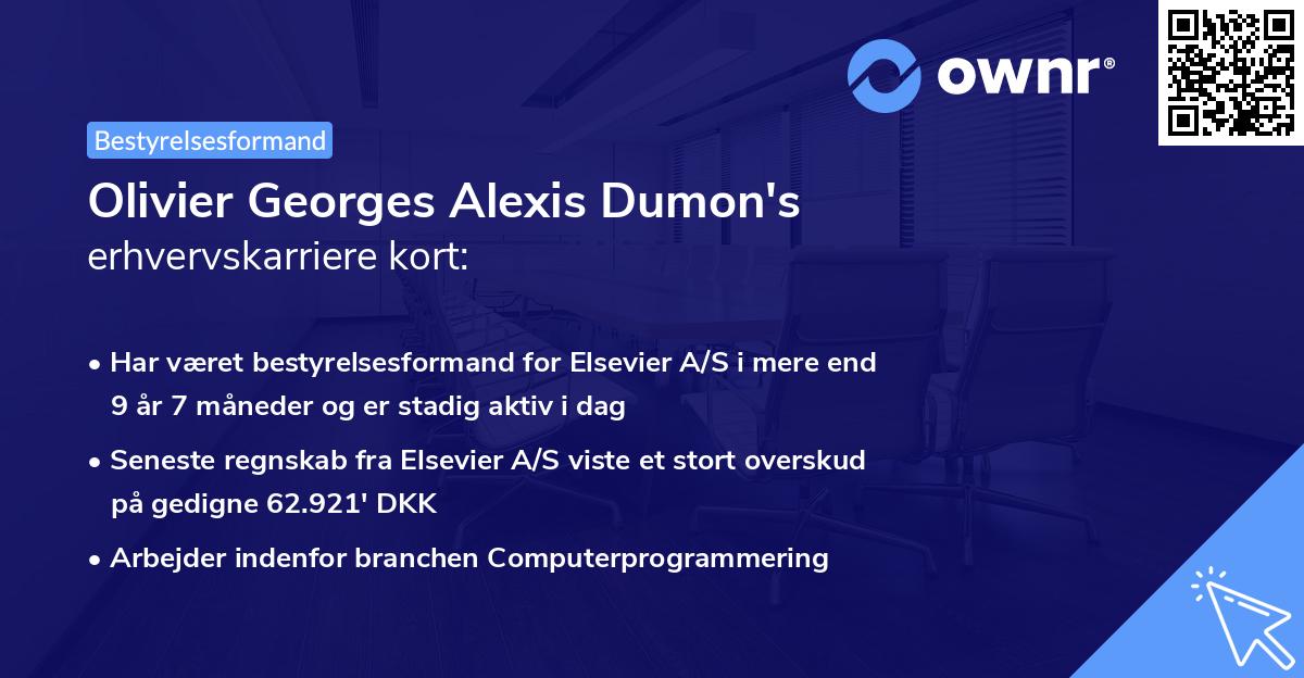 Olivier Georges Alexis Dumon's erhvervskarriere kort