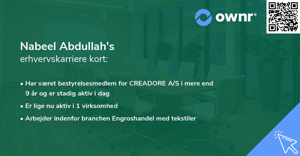 Nabeel Abdullah's erhvervskarriere kort