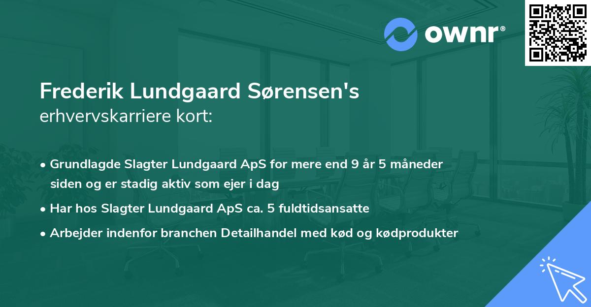 Frederik Lundgaard Sørensen's erhvervskarriere kort