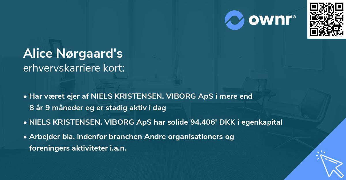 Alice Nørgaard's erhvervskarriere kort